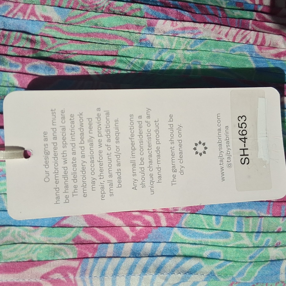 Taj By Sabrina Crippa Tropical Zebra Caftan S Green Purple - Picture 9 of 16